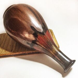 Tall Raku Drip Glazed Ceramic Studio Art Vase